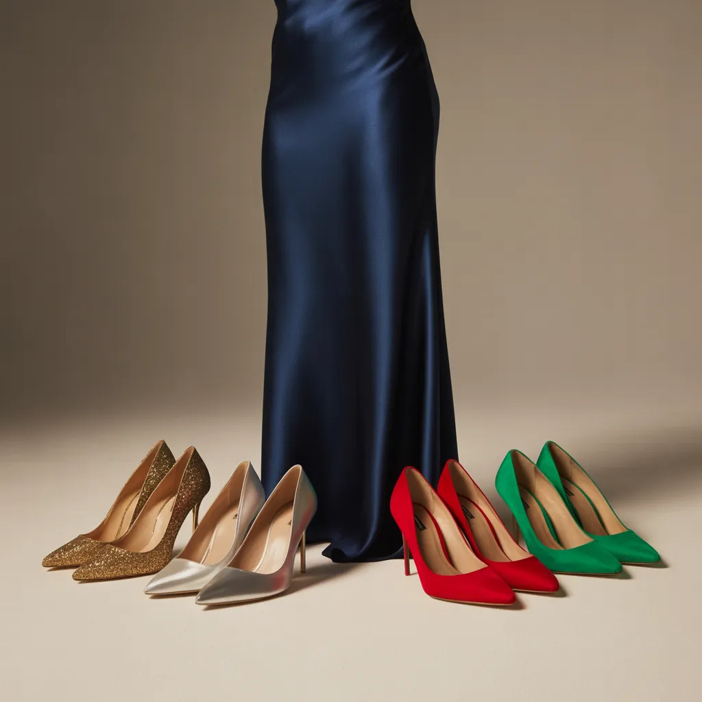 what color shoes go with a navy dress
