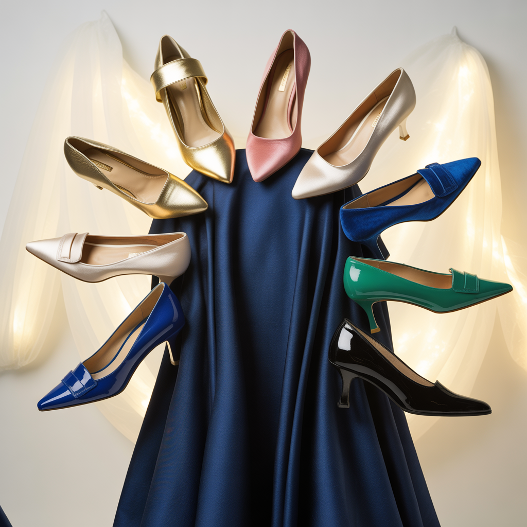what color shoes go with a navy dress