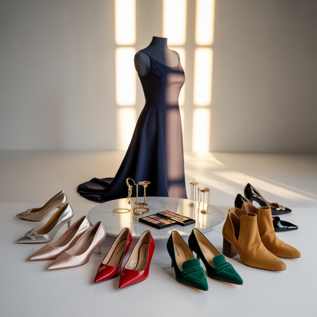 what color shoes go with a navy dress