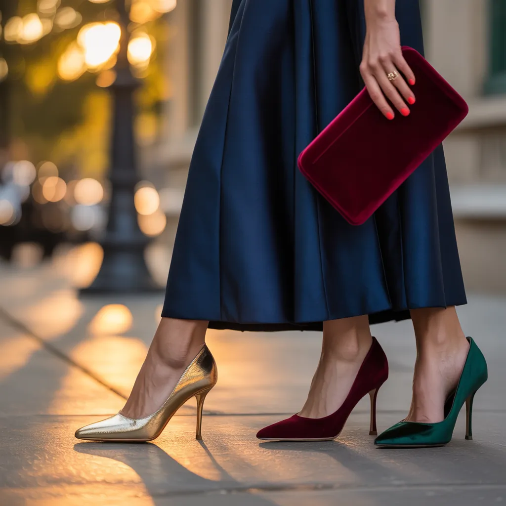 what color shoes go with a navy dress