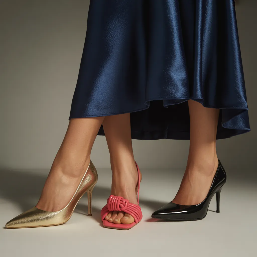 what color shoes go with a navy dress