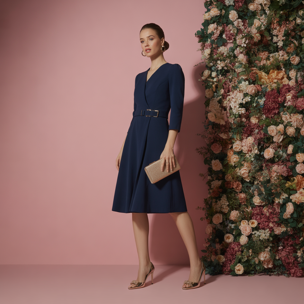 what color shoes go with a navy dress