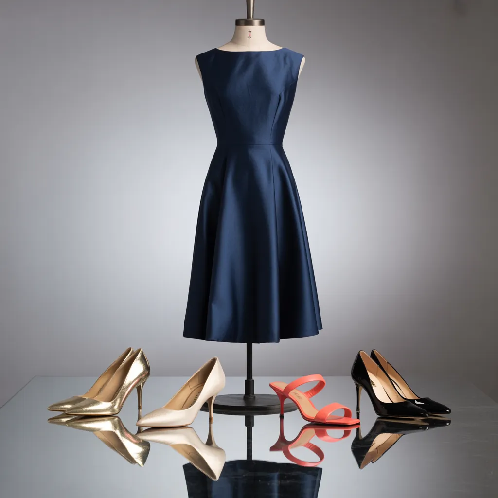 what color shoes go with a navy dress