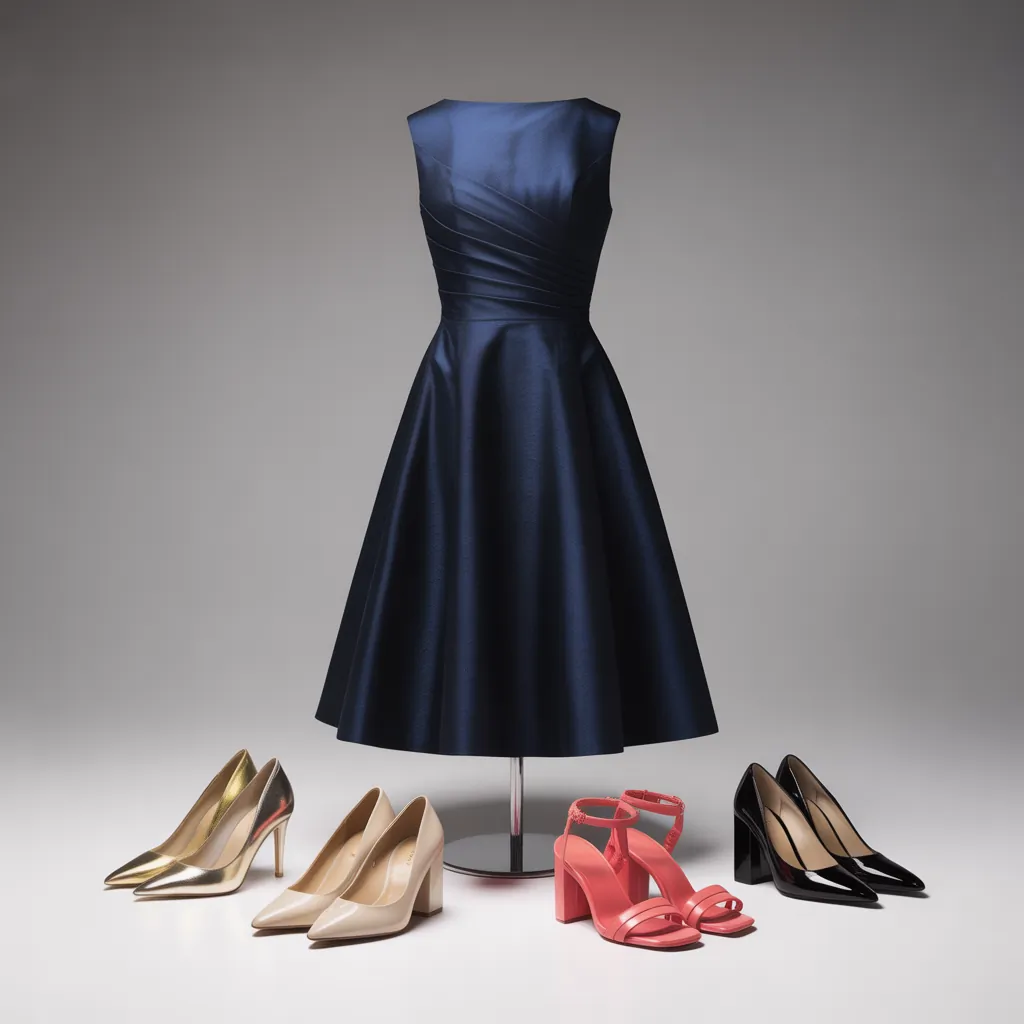 what color shoes go with a navy dress