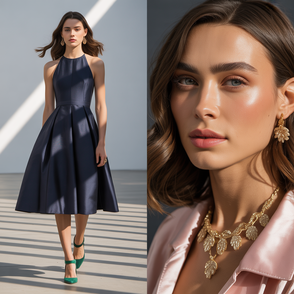 what color shoes go with a navy dress