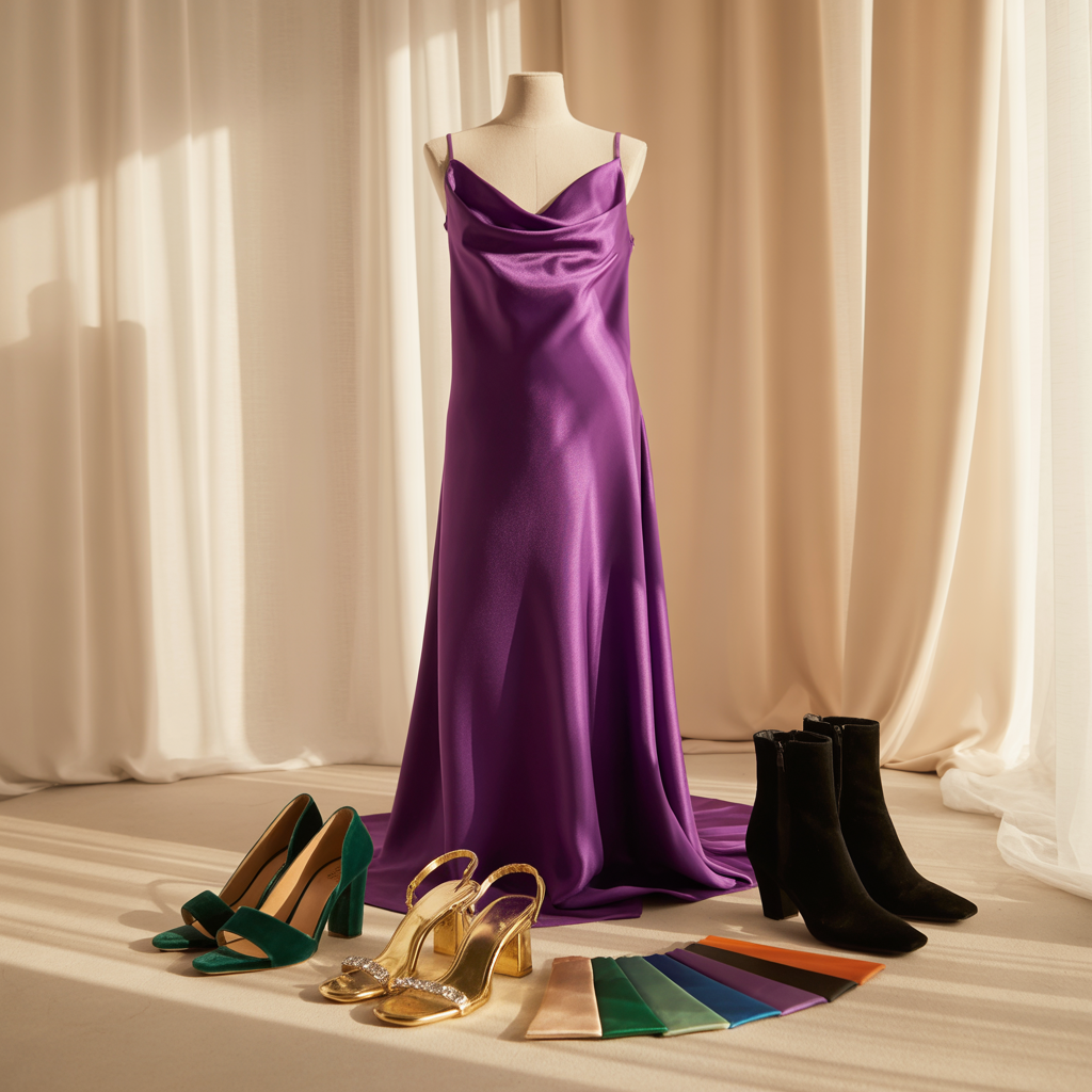 what color shoes go with a purple dress