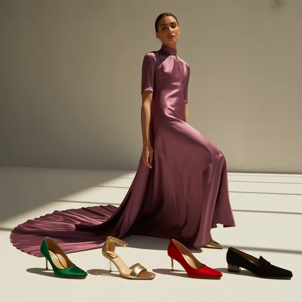 what color shoes go with a purple dress