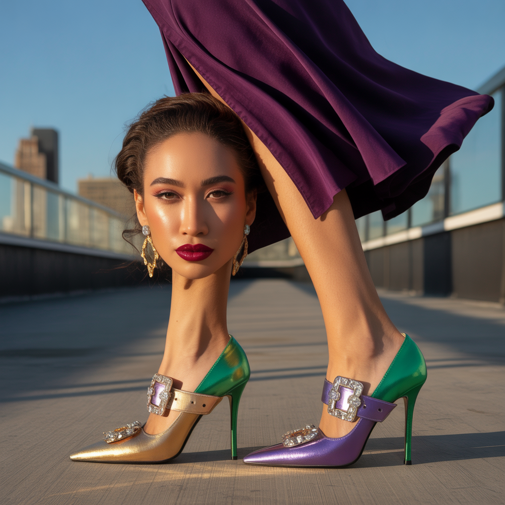 what color shoes go with a purple dress