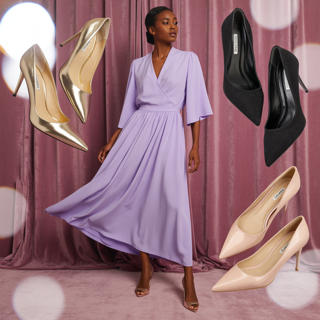what color shoes go with a purple dress
