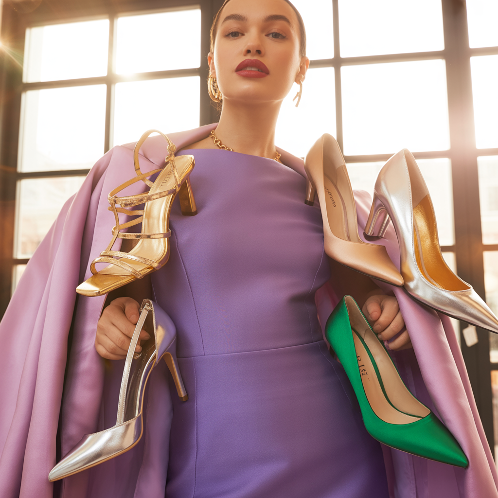 what color shoes go with a purple dress