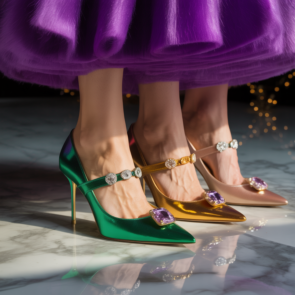 what color shoes go with a purple dress