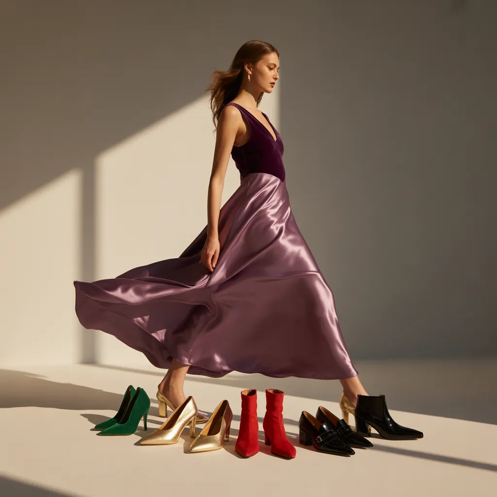 what color shoes go with a purple dress
