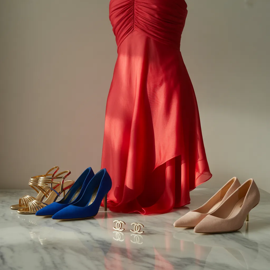 what color shoes go with a red dress