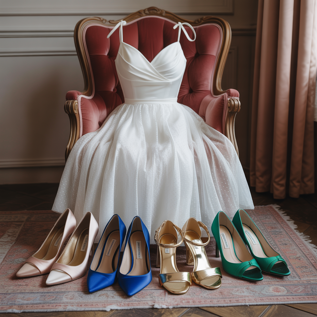 what color shoes go with a white dress