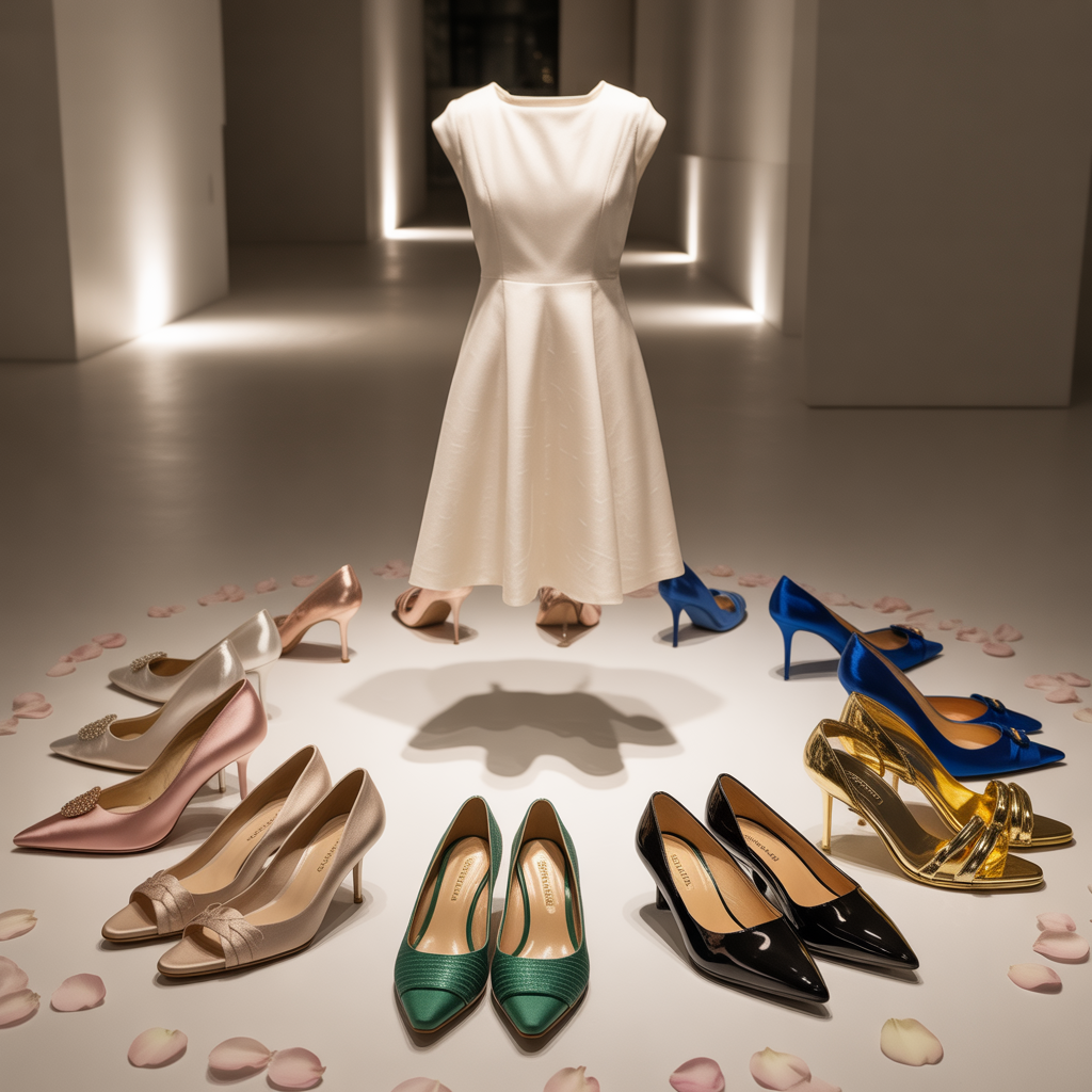 what color shoes go with a white dress