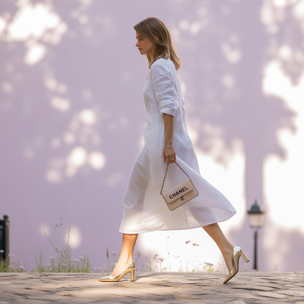 what color shoes go with a white dress