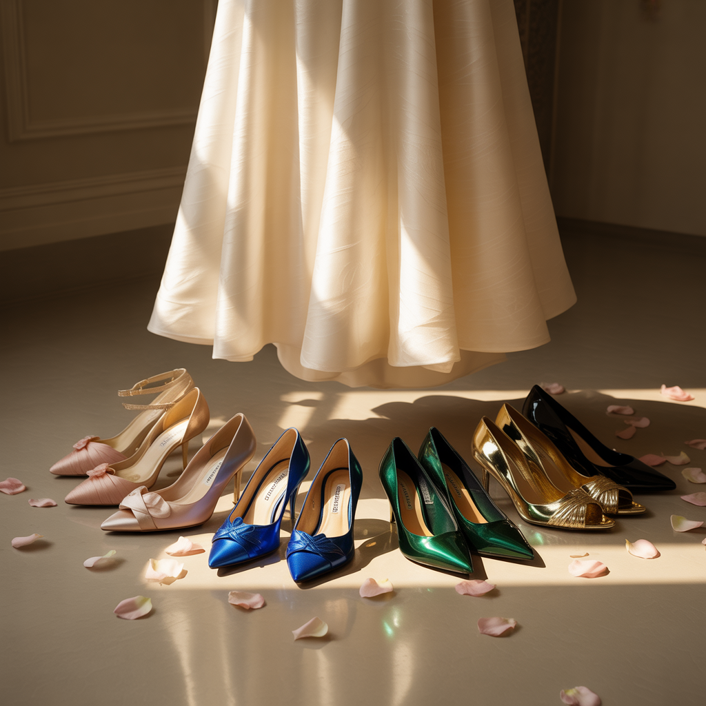 what color shoes go with a white dress