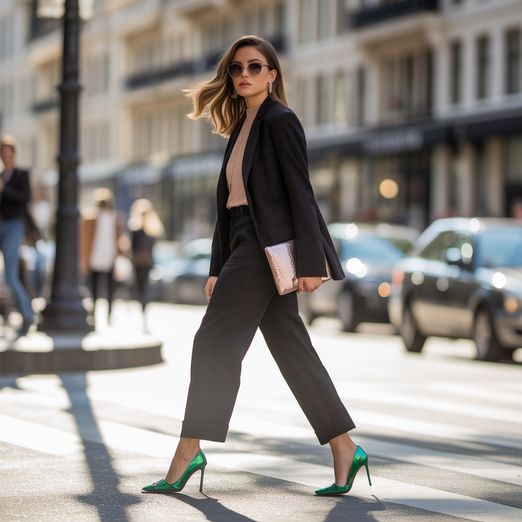 what color shoes go with black pants