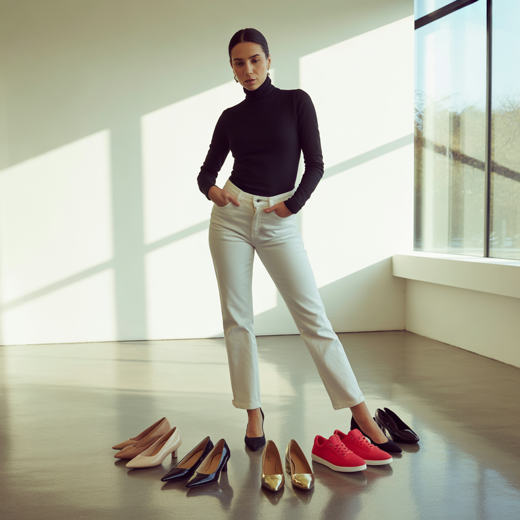 what color shoes go with white jeans