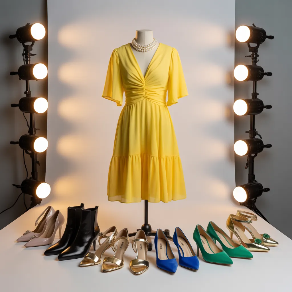what color shoes to wear with a yellow dress