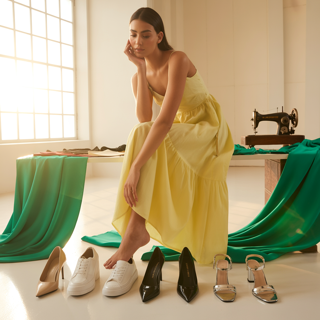 what color shoes to wear with a yellow dress