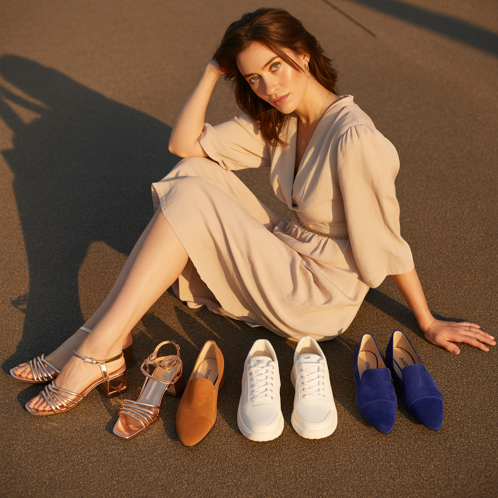 what shoes to wear with a beige dress