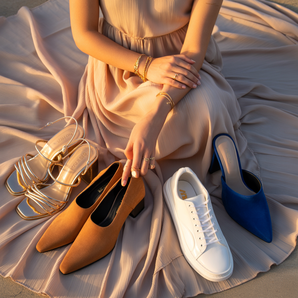 what shoes to wear with a beige dress