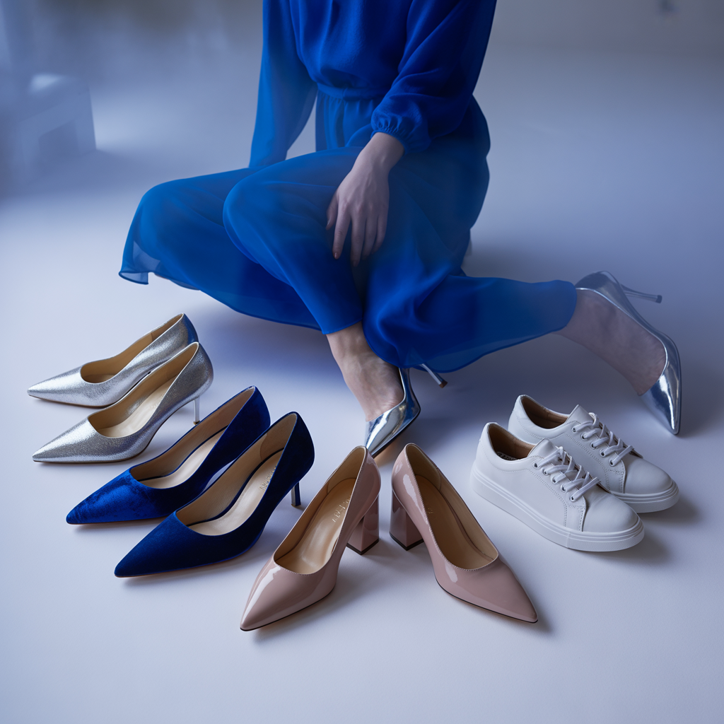 what shoes to wear with blue dress
