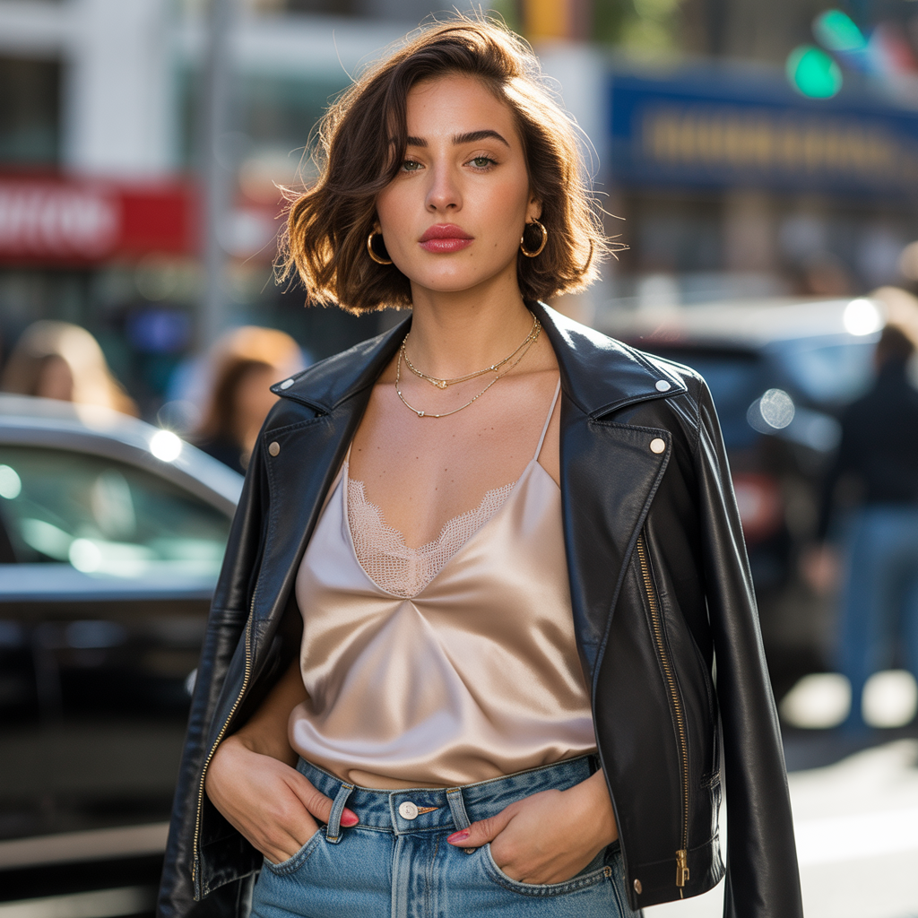 what to wear under a leather jacket