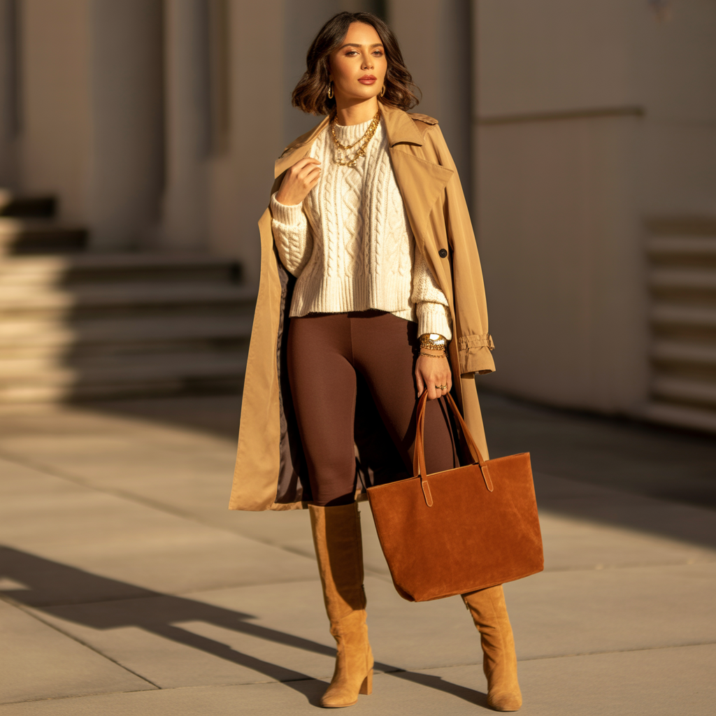what to wear with brown leggings