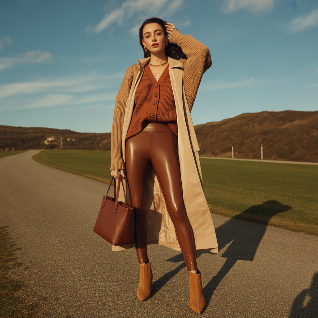 what to wear with brown leggings