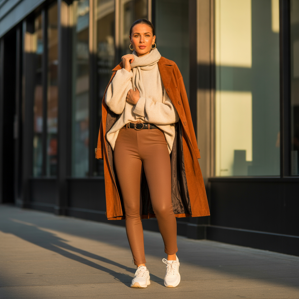 what to wear with brown leggings