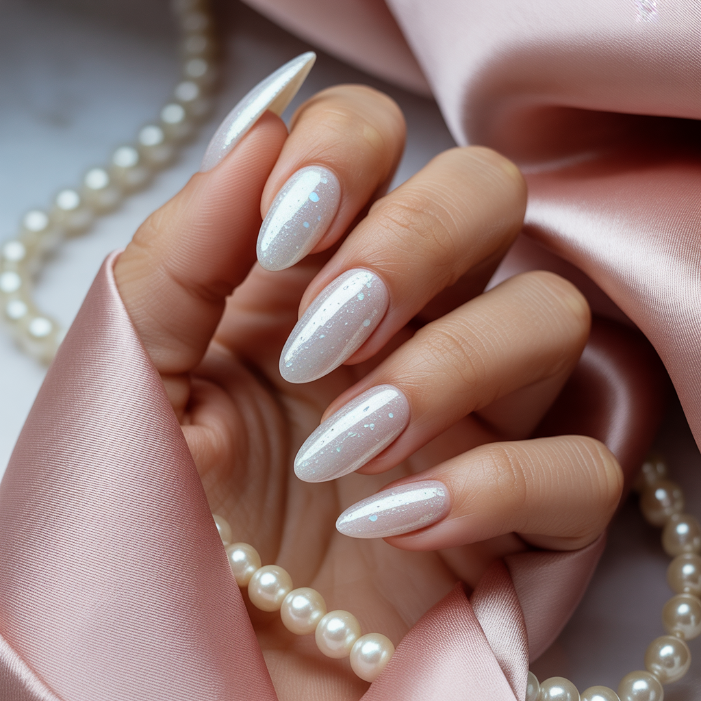 white glitter nails