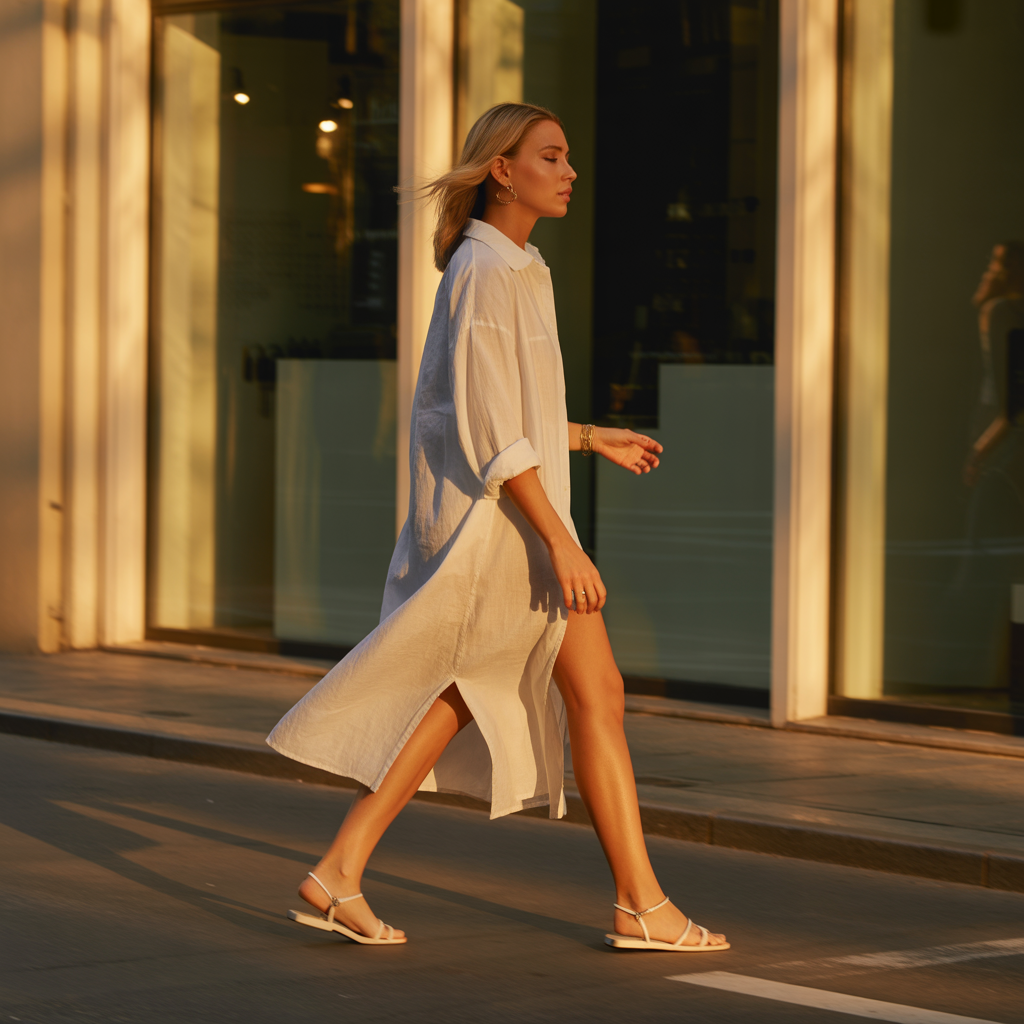white shirt dresses sandals