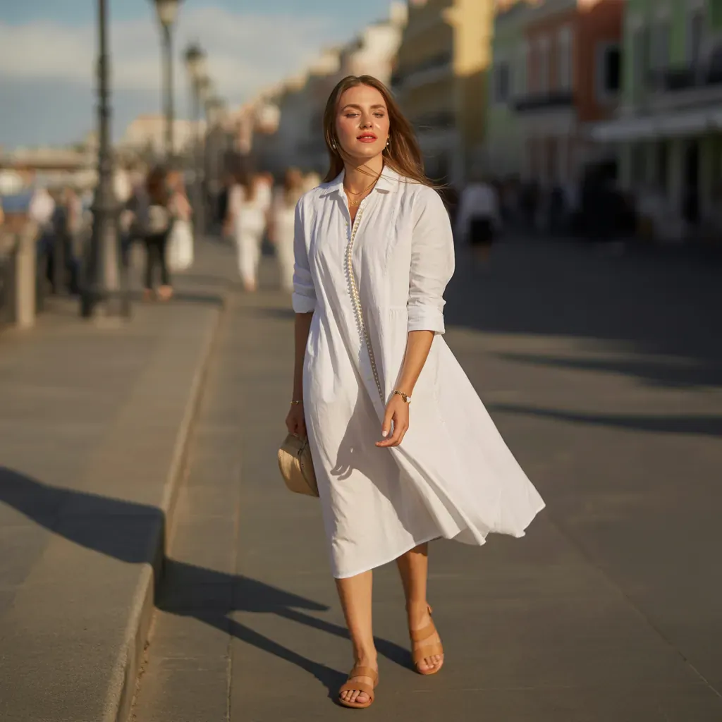 white shirt dresses sandals