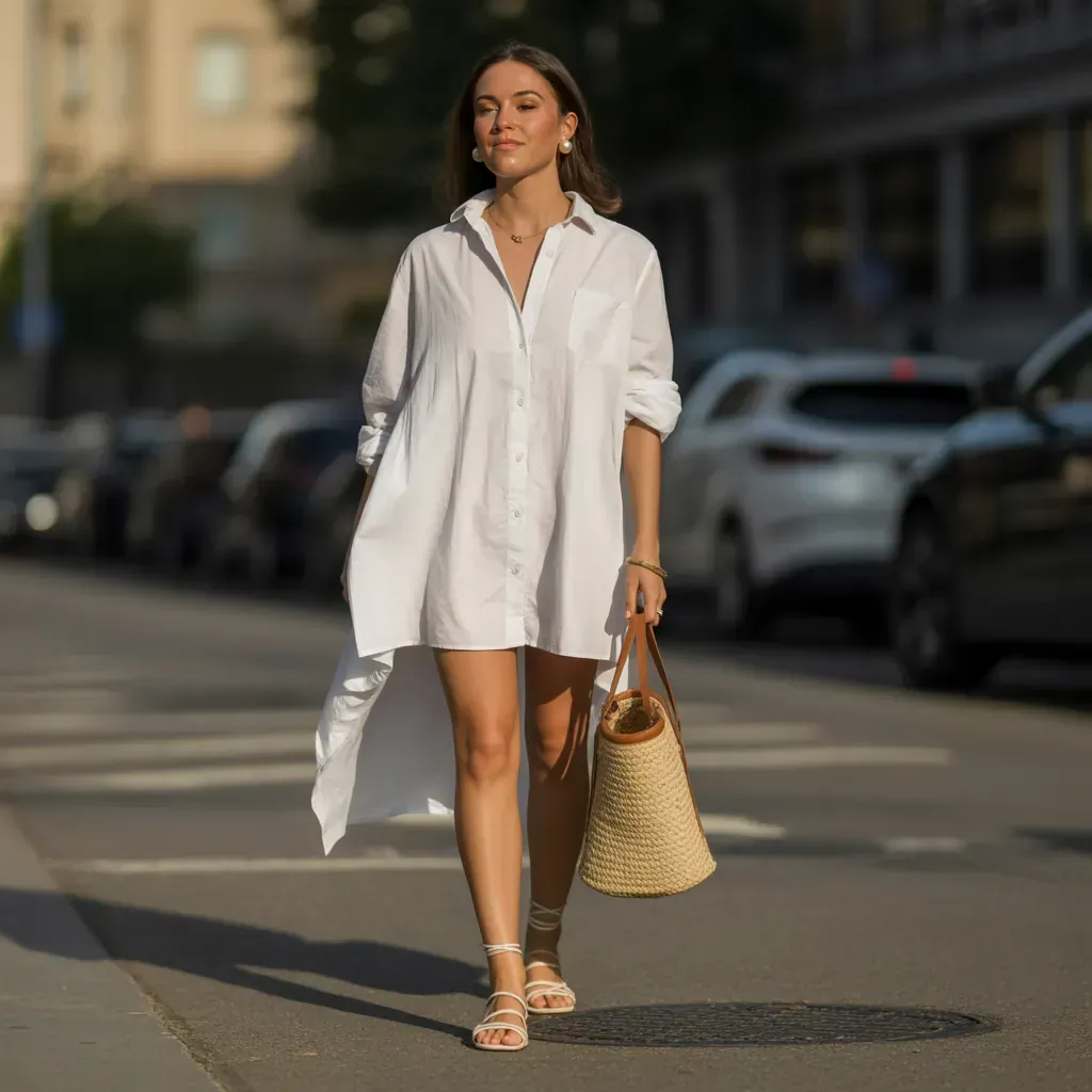 white shirt dresses sandals