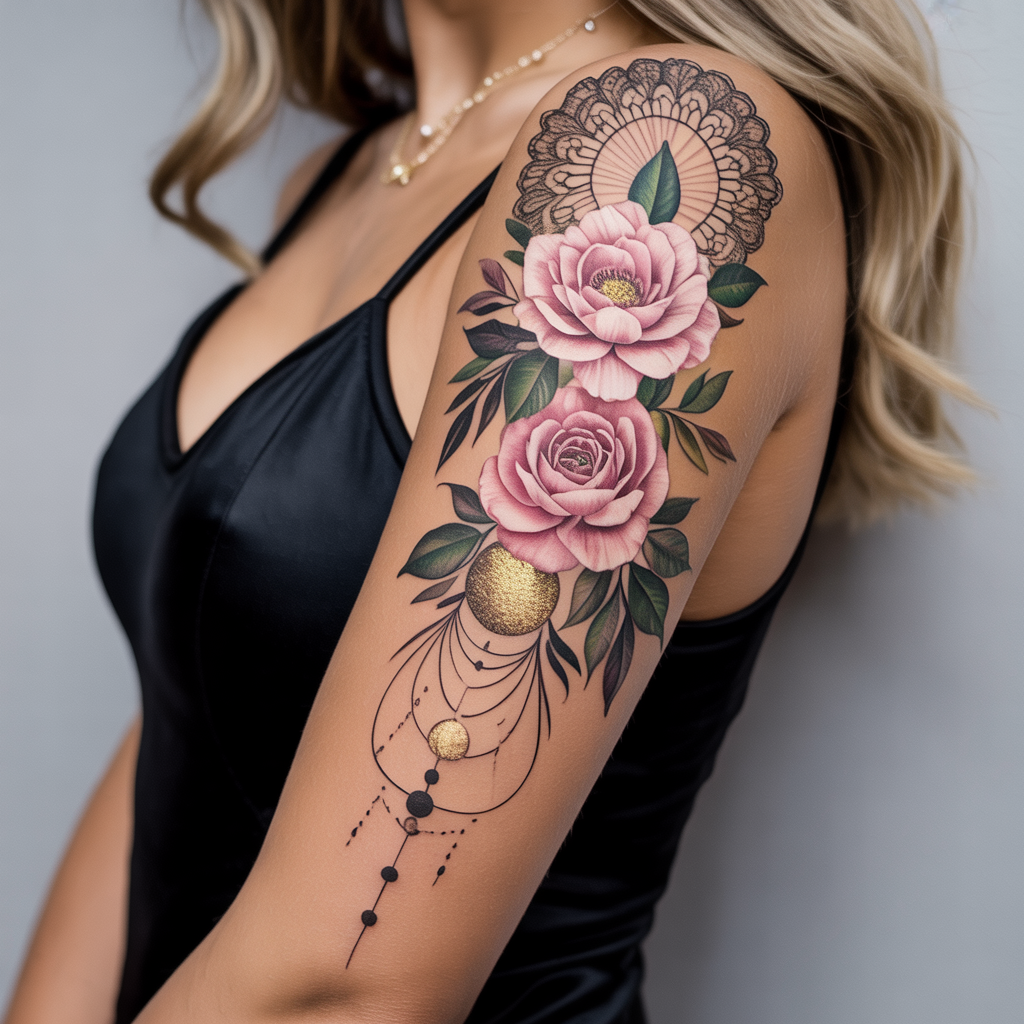 women arm sleeve tattoo