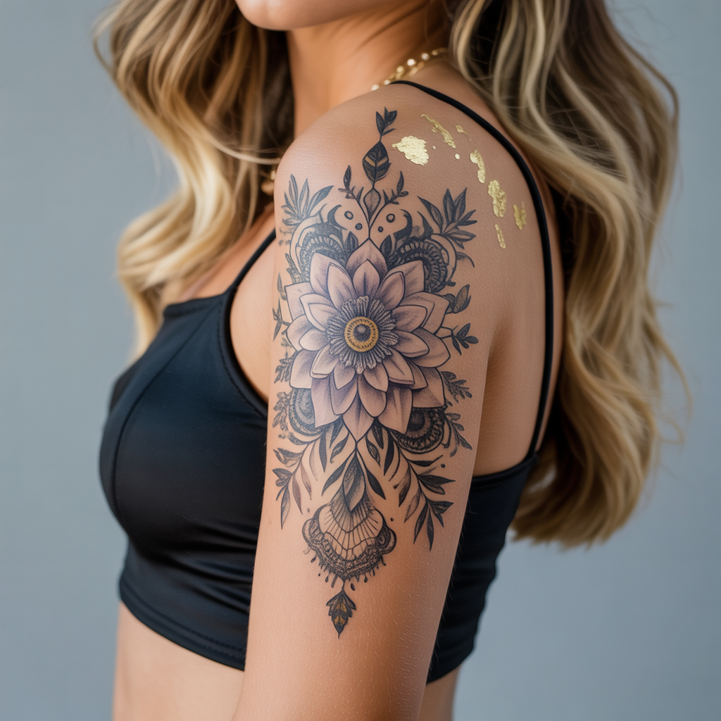women arm sleeve tattoo